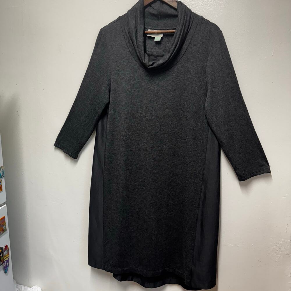 Anthropologie Saturday Sunday Cowl Neck Mixed Media Dress Gray Lagenlook Casual - Picture 3 of 13